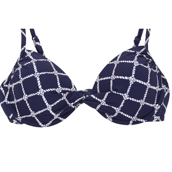 Lands' End Underwire Bikini Swimsuit 34B/36A Bottoms size S‎ Navy Twist Front - Picture 3 of 16